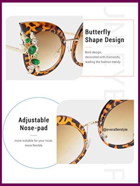 Oversized Rhinestone Butterfly Sunglasses with UV Protection main image 5